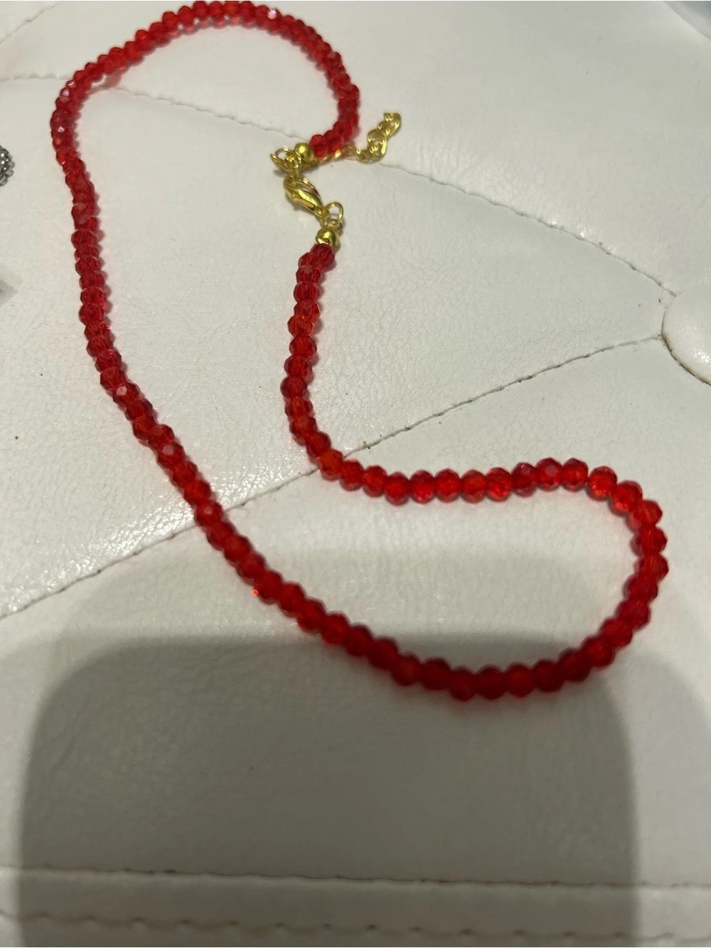 Red Beaded Necklace Like New